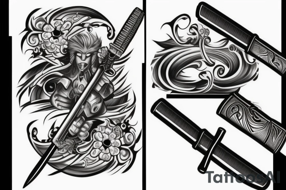 katana blade handle tattoo idea
