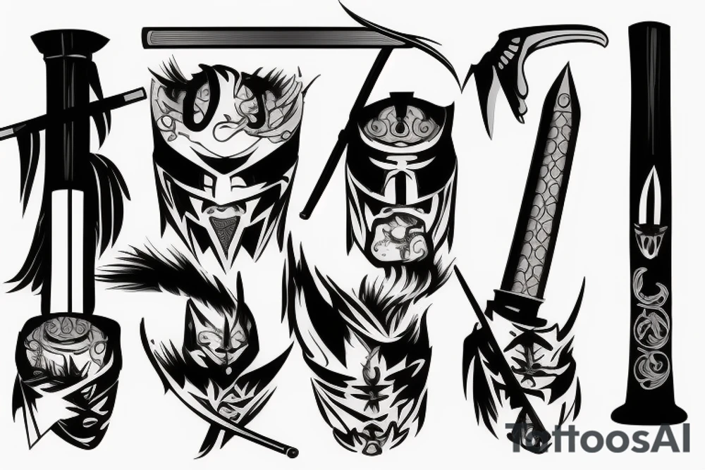 katana blade handle tattoo idea