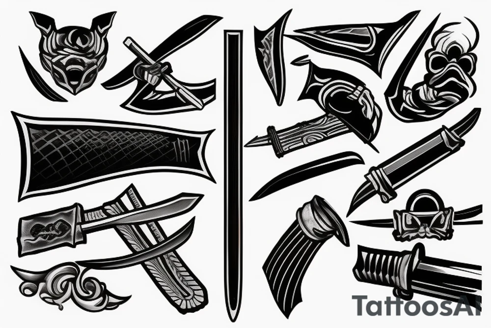katana blade handle tattoo idea