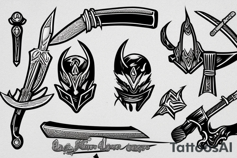 katana blade handle tattoo idea