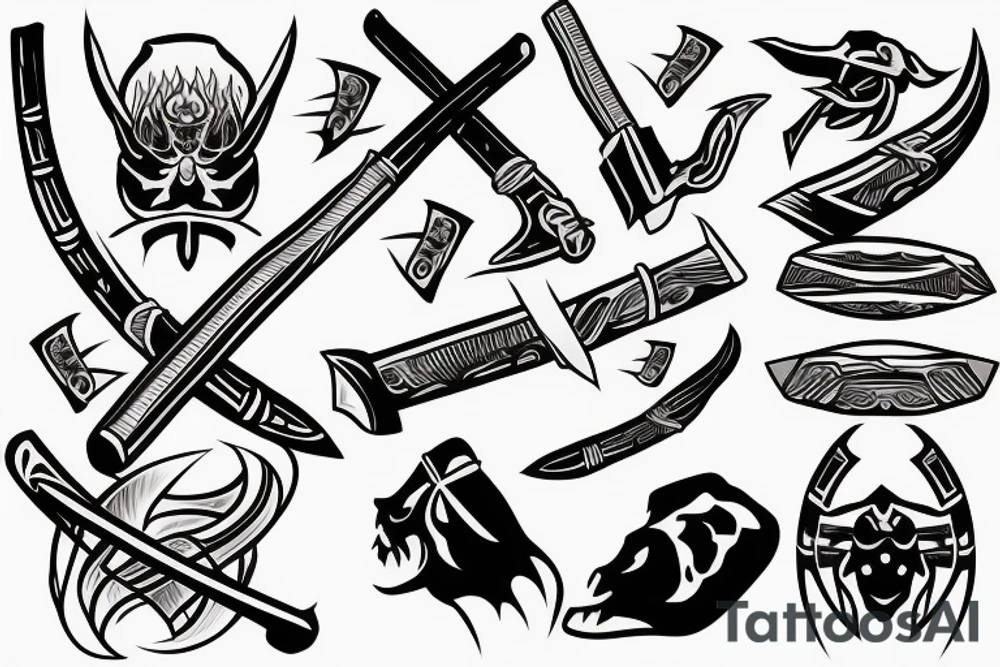 katana blade handle tattoo idea