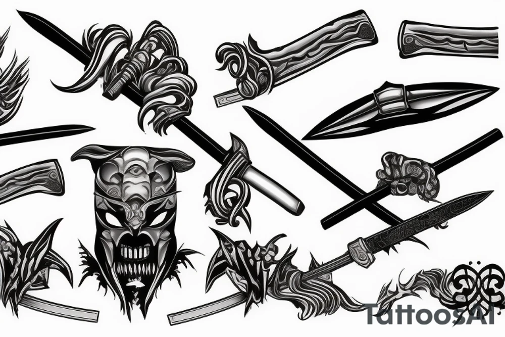 katana blade handle tattoo idea