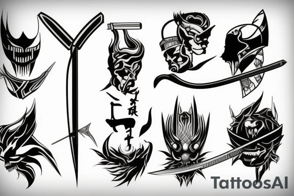 katana blade handle tattoo idea
