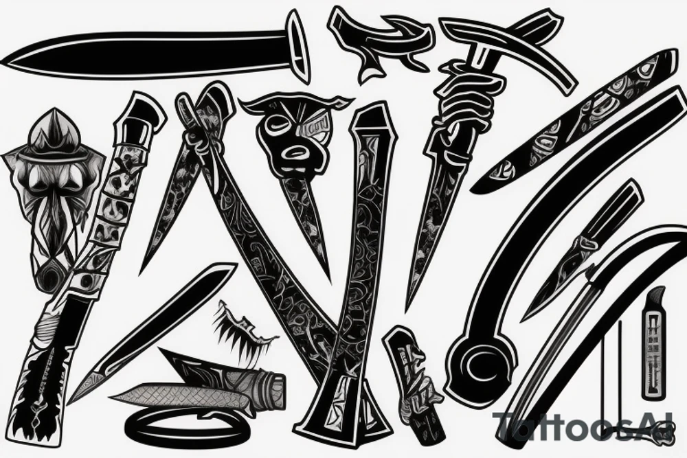 katana blade handle tattoo idea