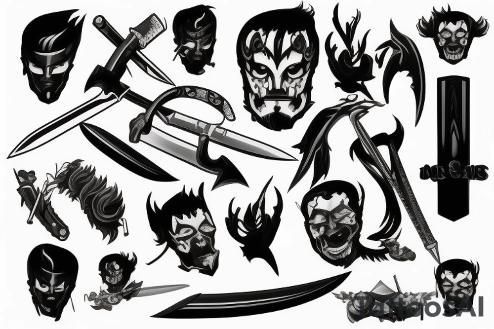 katana blade handle tattoo idea