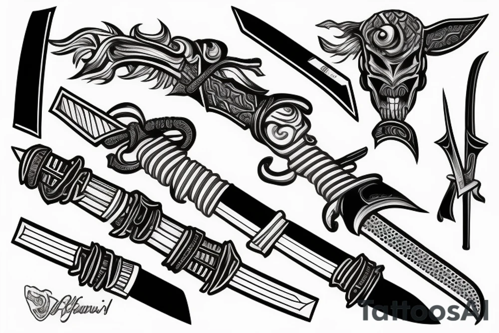 katana blade handle tattoo idea