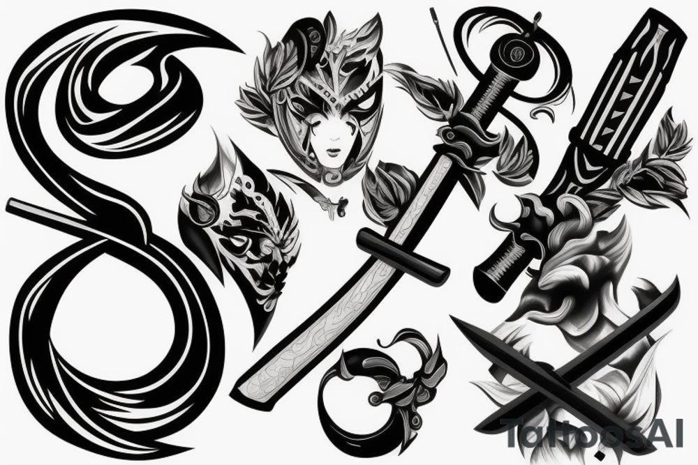 katana blade handle tattoo idea