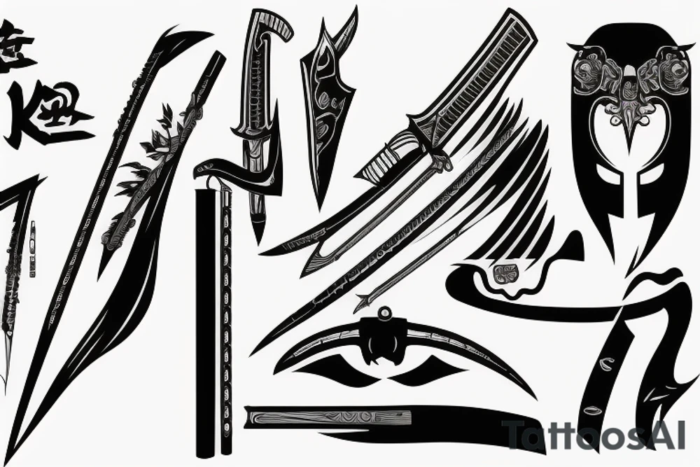 katana blade handle tattoo idea