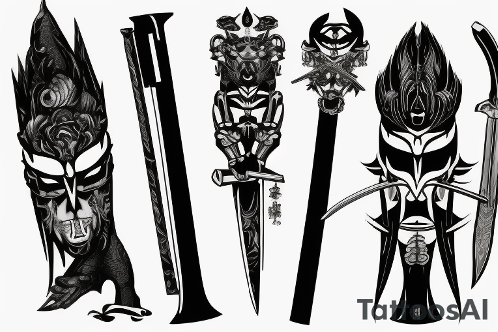 katana blade handle tattoo idea