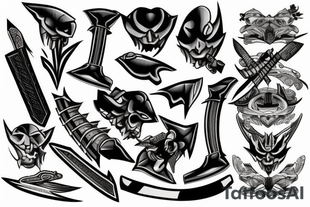 katana blade handle tattoo idea