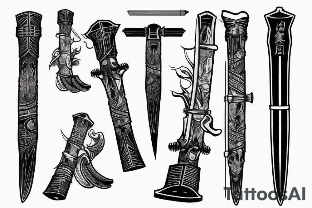 katana blade handle tattoo idea