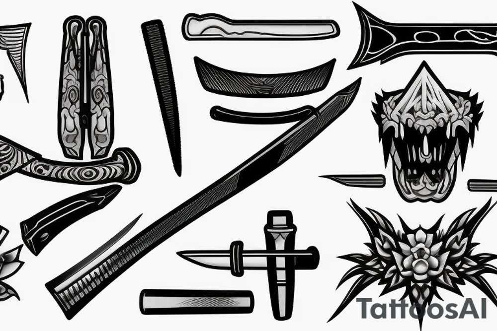 katana blade handle tattoo idea