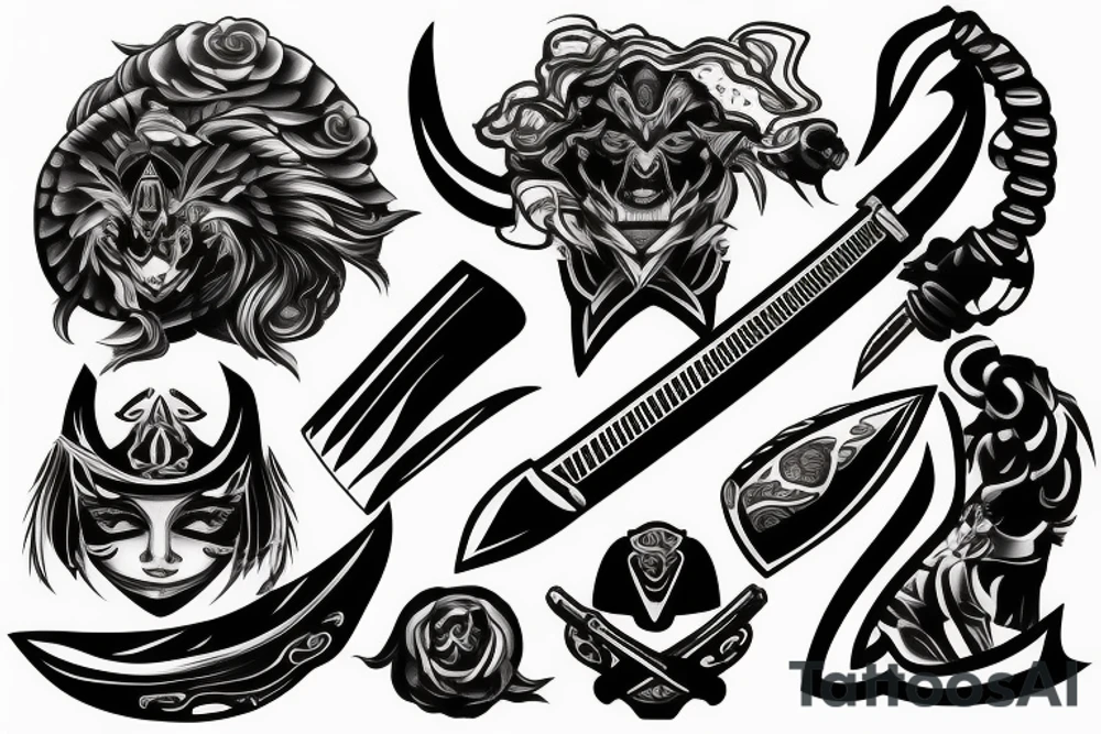 katana blade handle tattoo idea