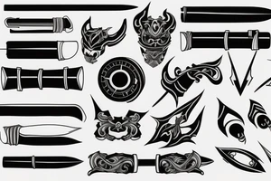 katana blade handle symmetrical tattoo idea