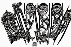 katana blade handle symmetrical tattoo idea