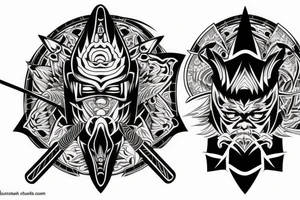 katana blade handle symmetrical tattoo idea