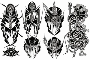 katana blade handle symmetrical tattoo idea