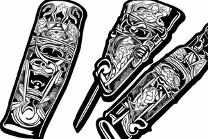 katana blade handle symmetrical tattoo idea