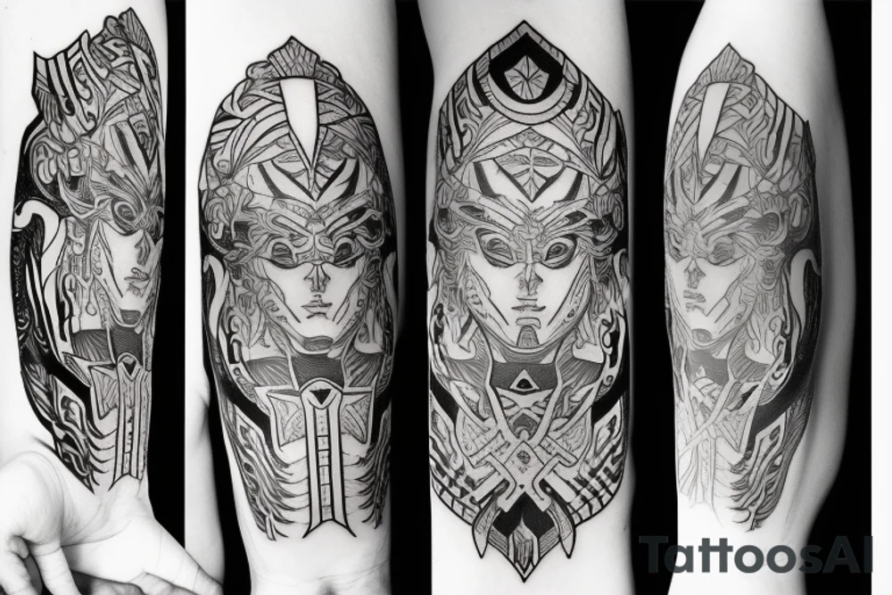 katana blade handle symmetrical tattoo idea