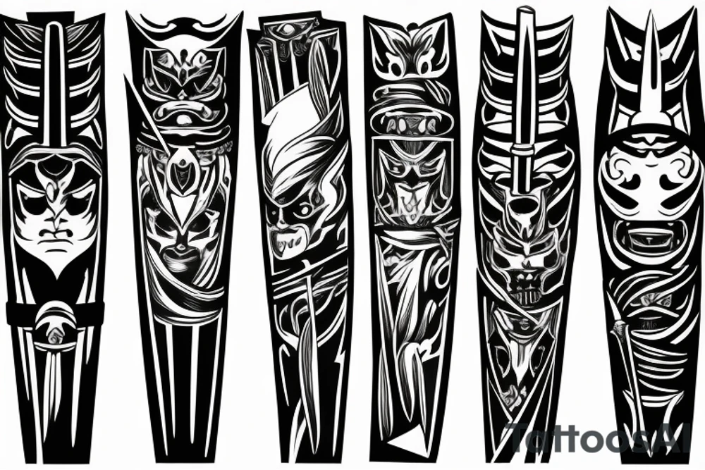 katana blade handle symmetrical tattoo idea