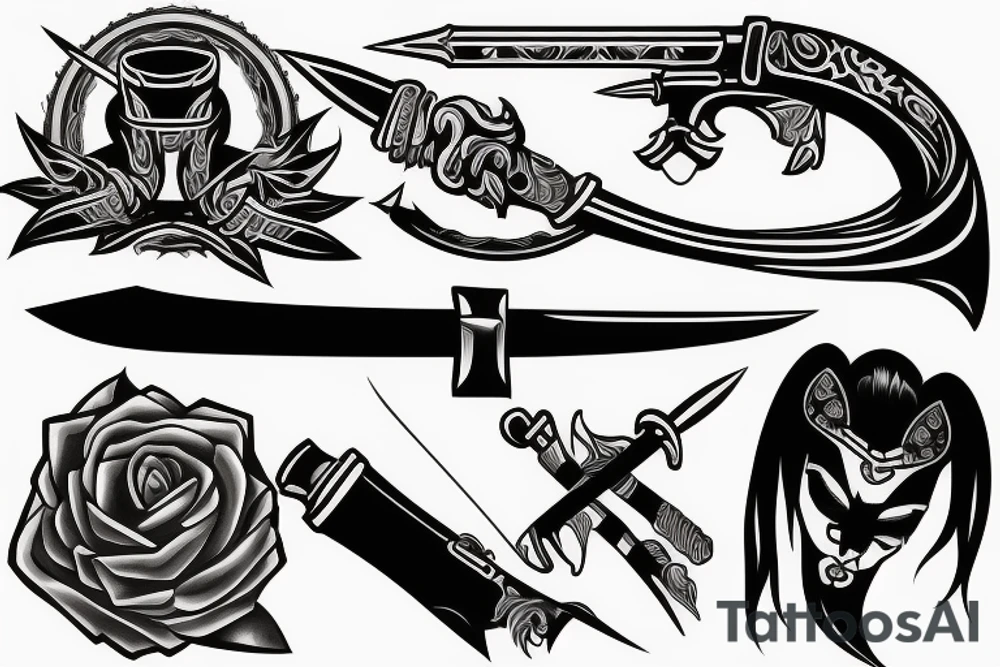 katana blade handle tattoo idea