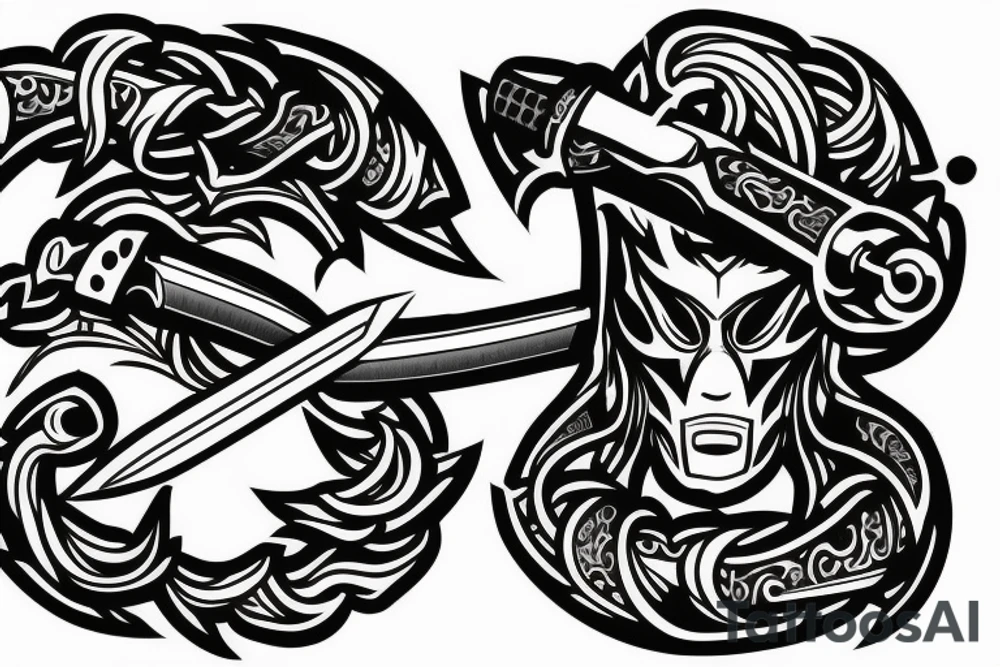 katana blade handle tattoo idea