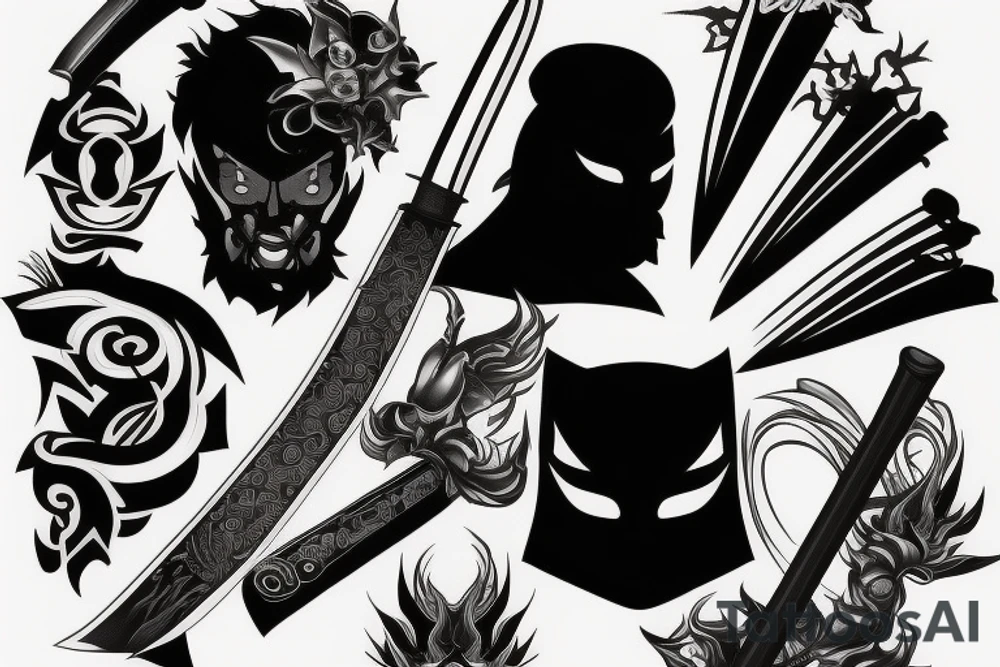 katana blade handle tattoo idea