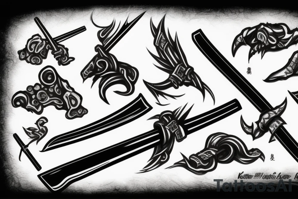 katana blade handle tattoo idea