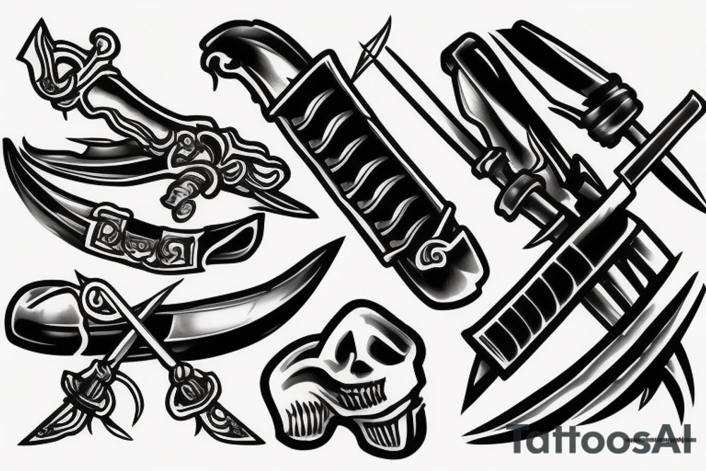 katana blade handle tattoo idea