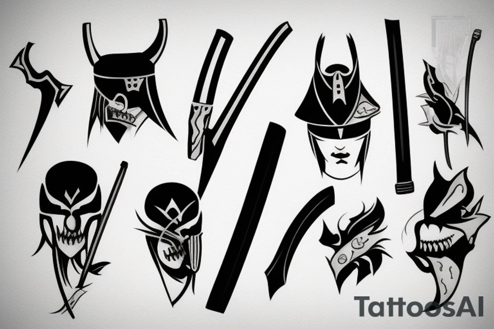 katana blade handle tattoo idea
