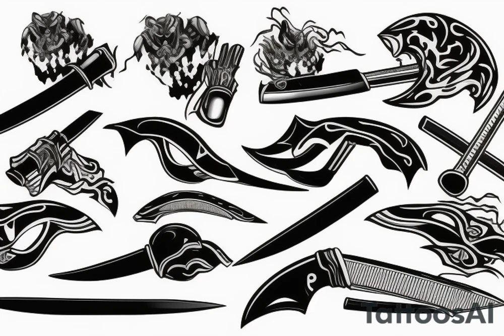 katana blade handle tattoo idea