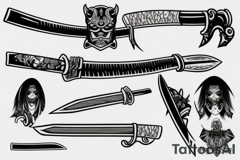 katana blade handle tattoo idea