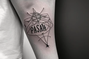 A single needle tattoo with the words 'todo pasa', surrounded by the cassiopeia star constellation tattoo idea