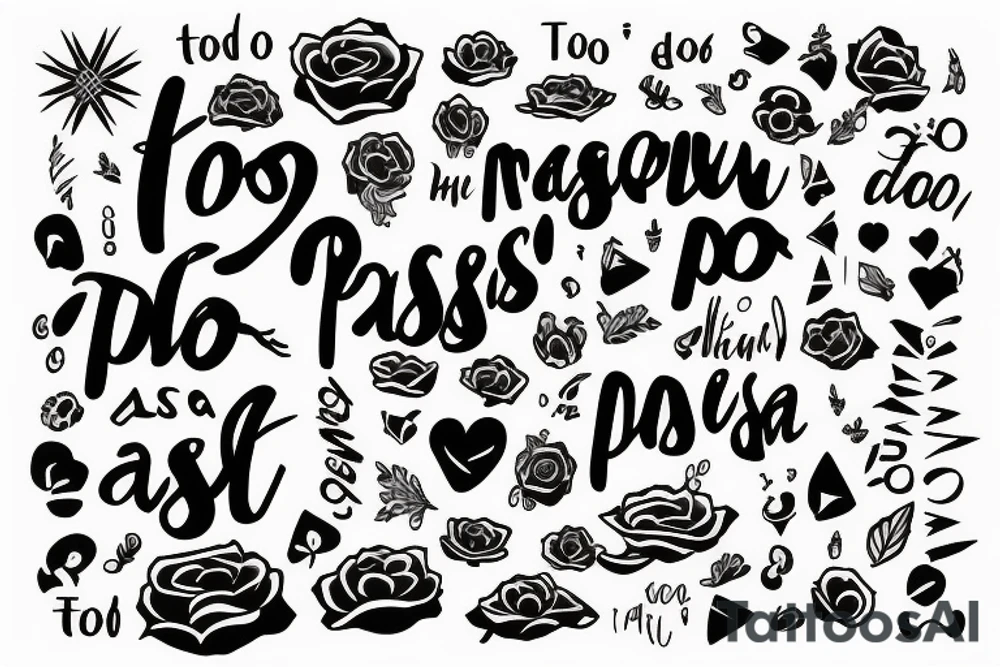 a text only tattoo with the words "todo pasa" in a minimalistic style tattoo idea