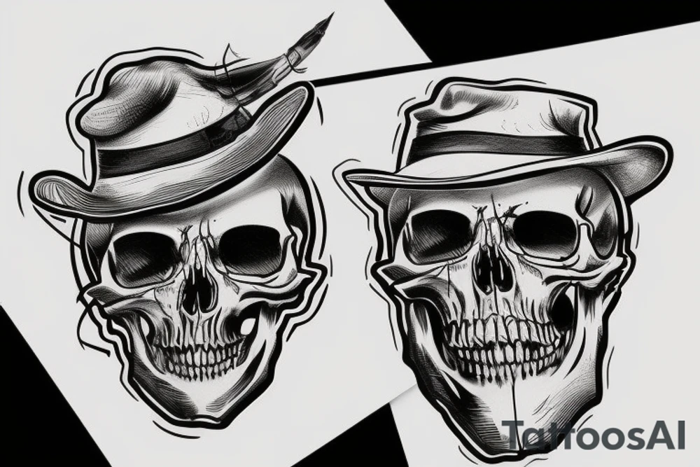 army skull with hat tattoo idea
