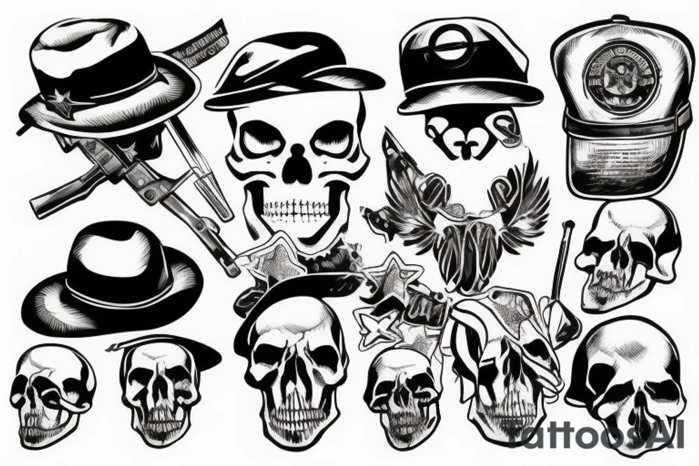 army skull with hat tattoo idea