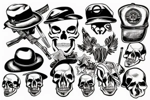 army skull with hat tattoo idea