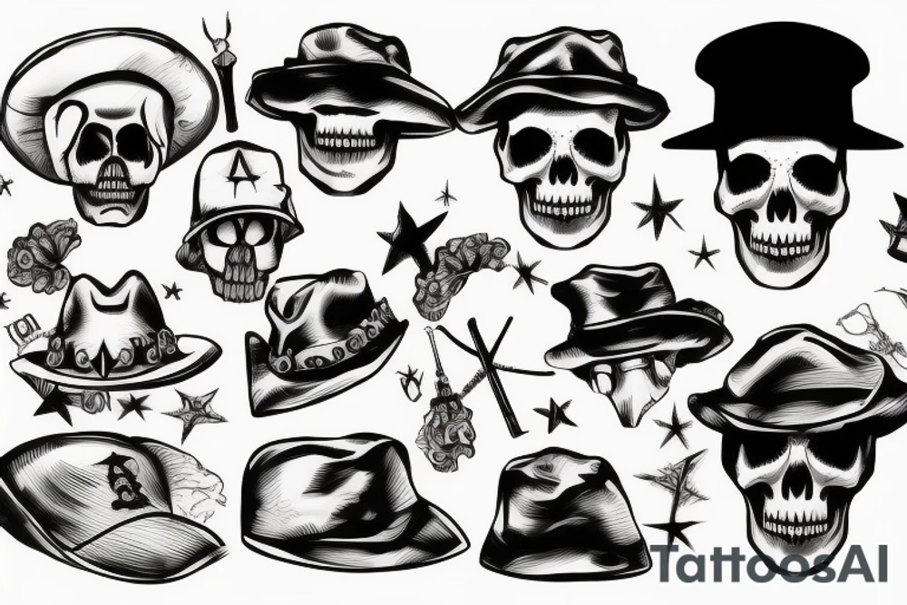 army skull with hat tattoo idea