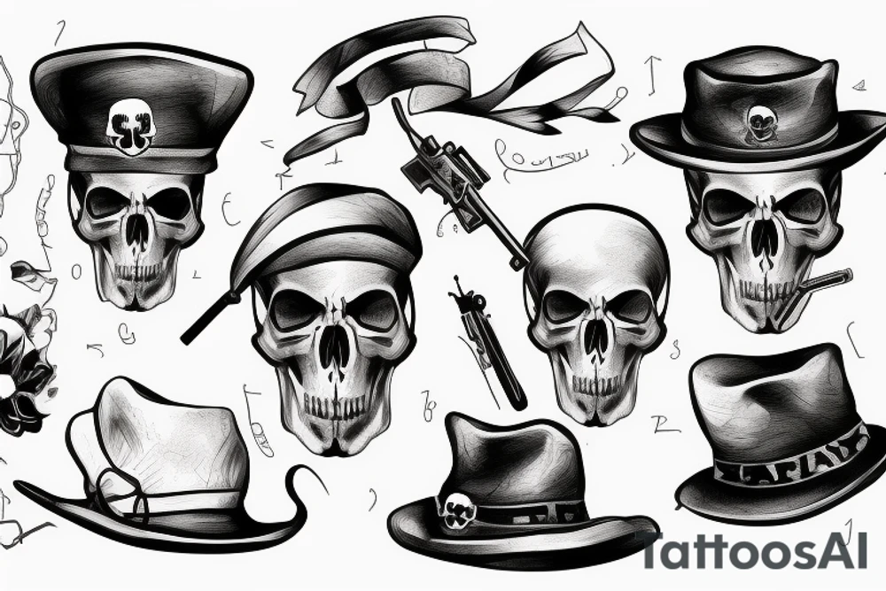 army skull with hat tattoo idea