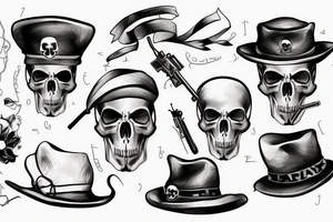 army skull with hat tattoo idea