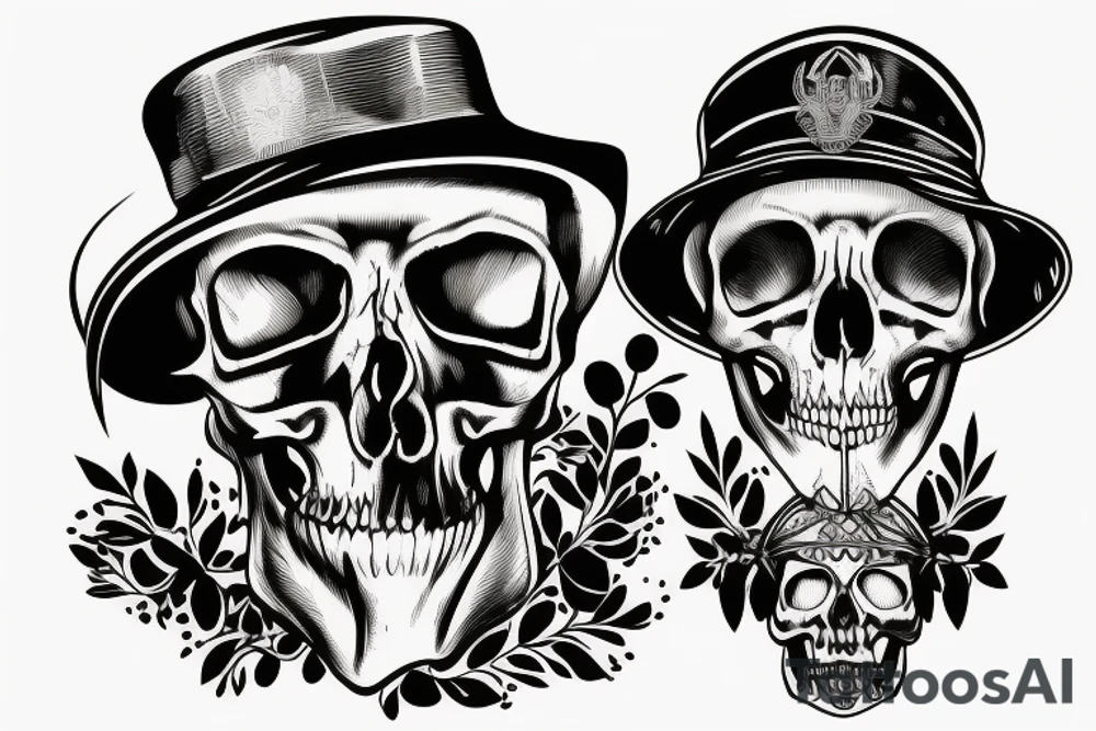 army skull with hat tattoo idea