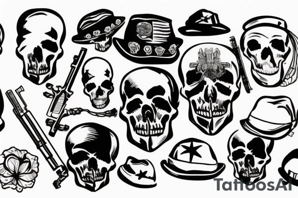 army skull with hat tattoo idea