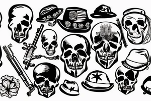 army skull with hat tattoo idea
