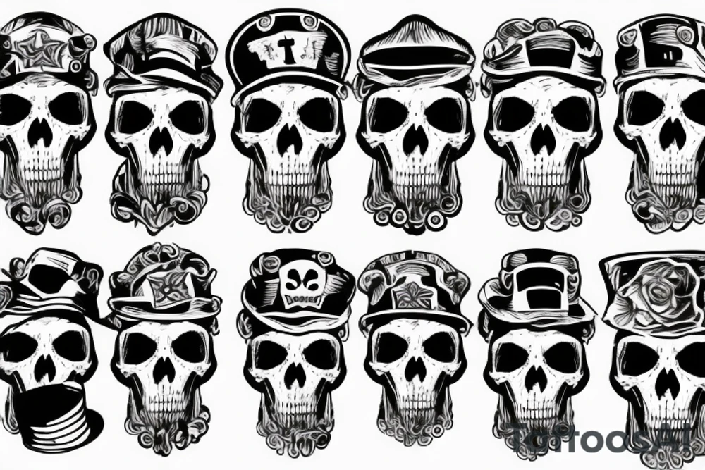 army skull with hat tattoo idea