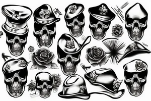 army skull with hat tattoo idea