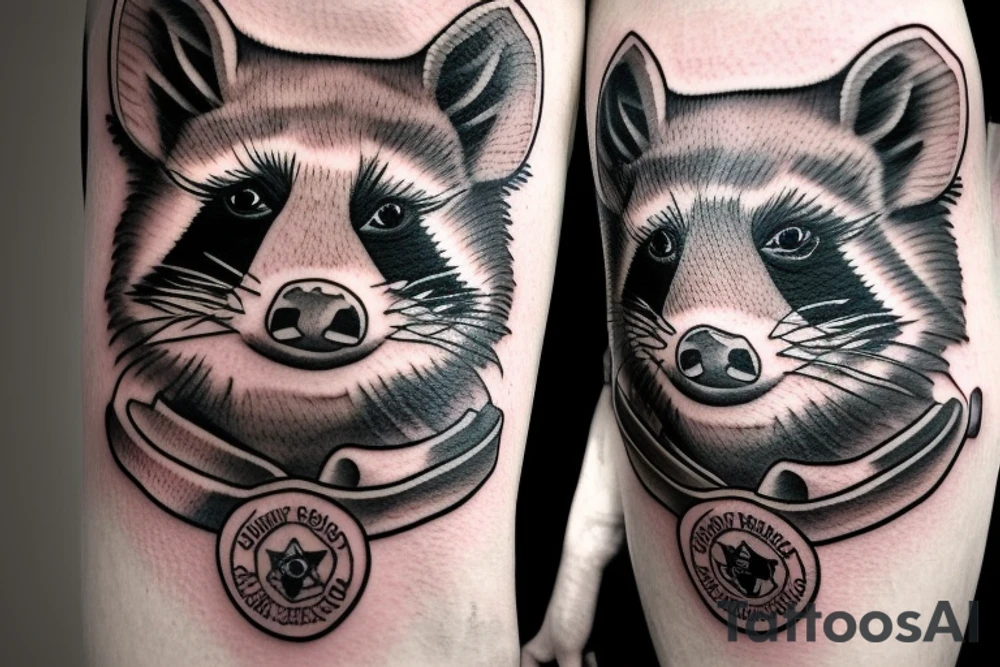 Cowboy raccoon riding a pig tattoo idea