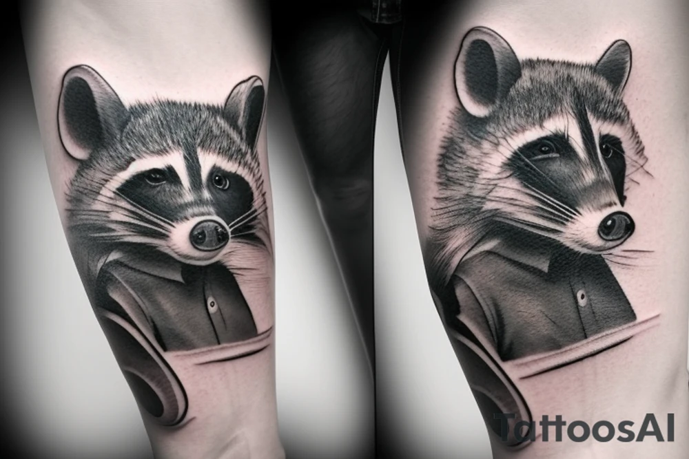 Cowboy raccoon riding a pig tattoo idea