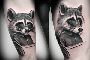 Cowboy raccoon riding a pig tattoo idea