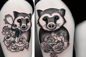 Cowboy raccoon riding a pig tattoo idea