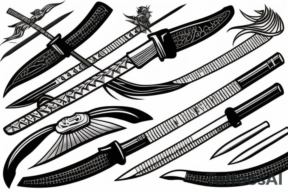 katana blade handle tattoo idea
